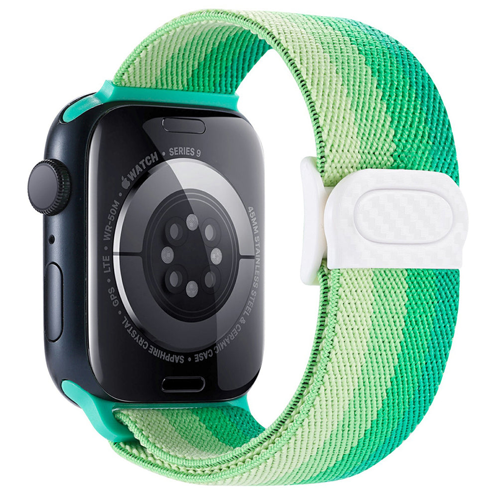 For Apple Watch Ultra 2 Ultra 49mm / Series 9 8 7 45mm / 6 5 4 SE (2022) SE (2023) SE 44mm / 3 2 1 42mm Nylon Watch Strap - Gradient Green For Apple Watch Ultra 2 Ultra 49mm / Series 9 8 7 45mm / 6 5 4 SE (2022) SE (2023) SE 44mm / 3 2 1 42mm Nylon Watch Strap - Gradient Green